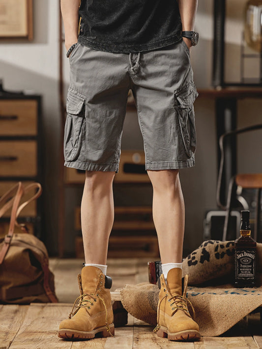 Summer Thin American Workwear Shorts Men's Half Length Middle Pants Men's Casual Pants Half Breeches Straight Men's Summer Fifth Pants