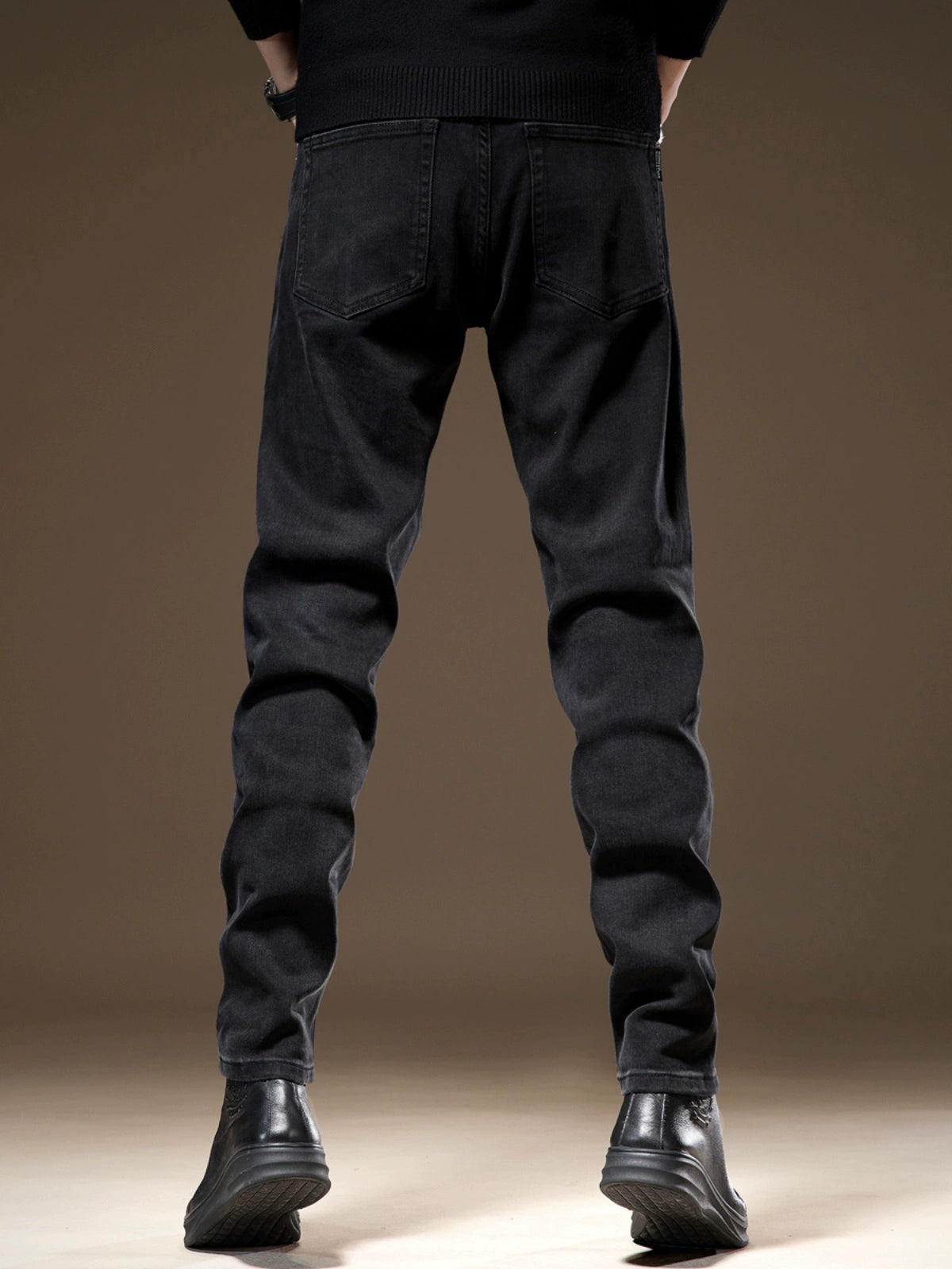 Trendy Fashion Thread Black Autumn Tapered Jeans