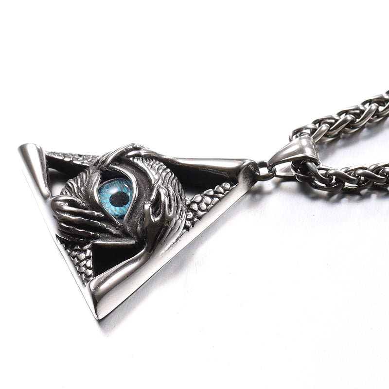 Trendy Men's Punk Titanium Steel Pendant God's Eye Necklace