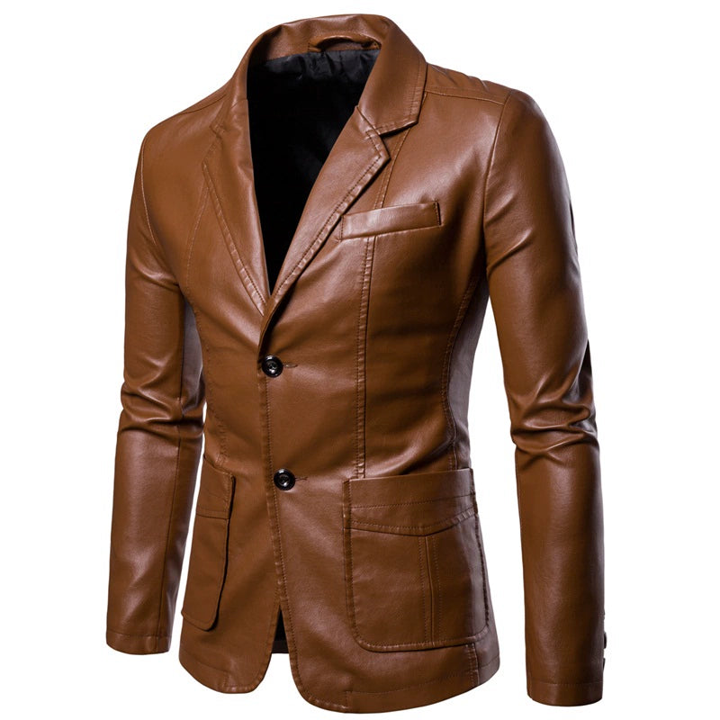 Lapel Business Casual Fall New Suit Leather Jacket