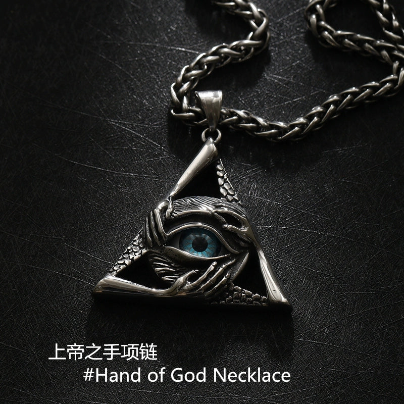 Trendy Men's Punk Titanium Steel Pendant God's Eye Necklace