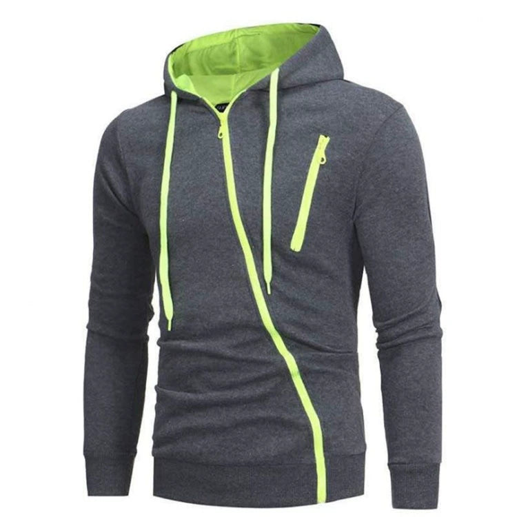 Men's Sweatshirt Fashion Oblique Zipper Sweatshirt Sports Casual Men's Hooded Long Sleeve Cardigan Jacket