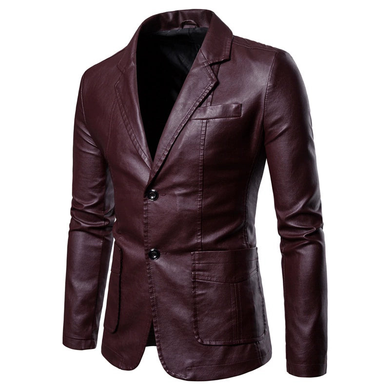 Lapel Business Casual Fall New Suit Leather Jacket