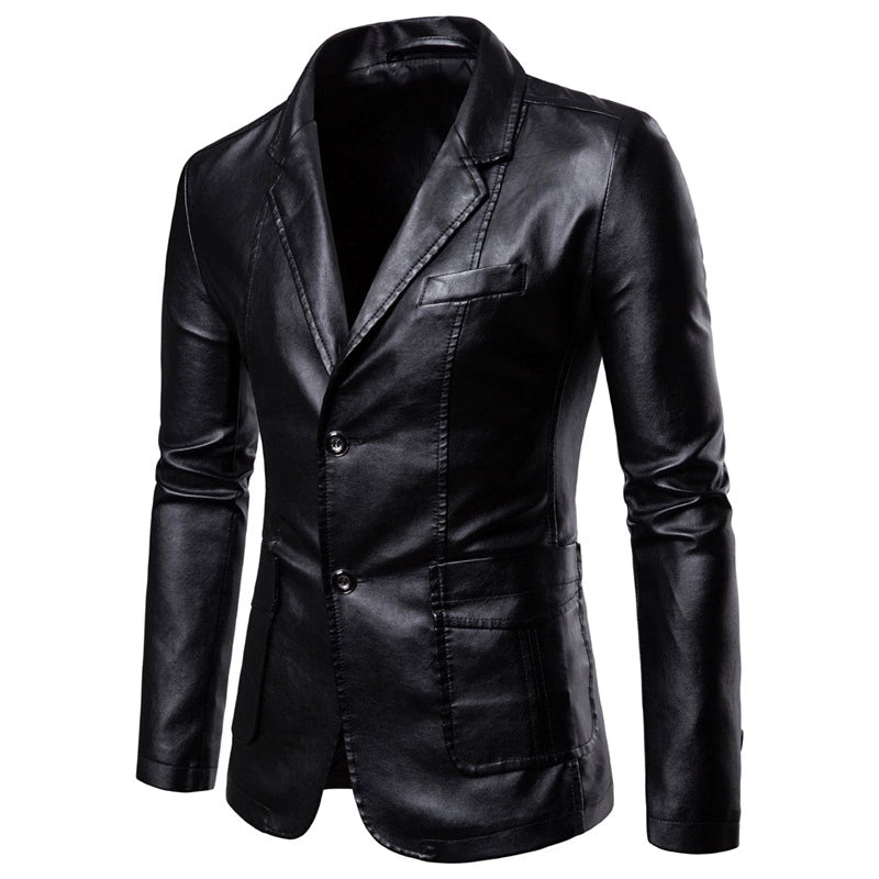 Lapel Business Casual Fall New Suit Leather Jacket